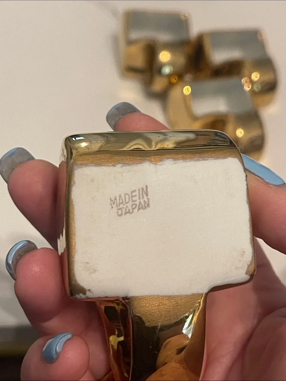 Gold Tone Modern Square Napkin Rings - Set of 4